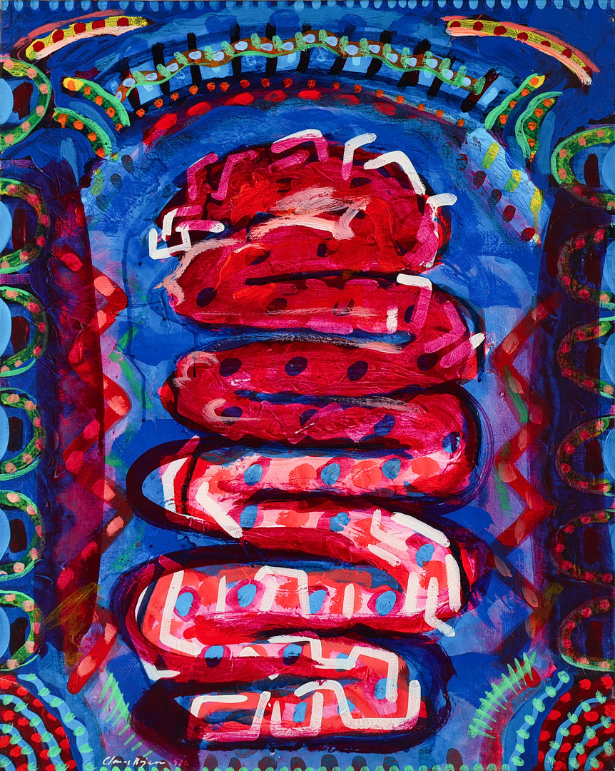 CLAUS BOJESEN (1948 - 2023). “Blå slange”, Signeret. Olie på lærred. 1986.