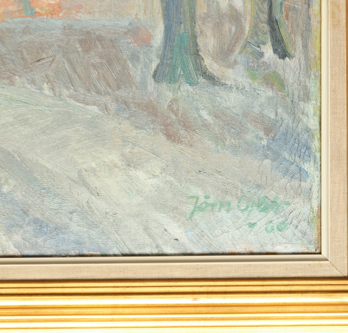 JØRN GLOB ( 1913-  1988). Landskab- skovparti, olie på lærred. 1960. Danmark.