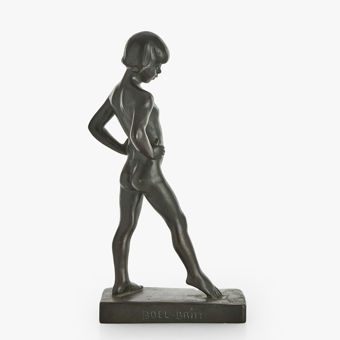CARIN NILSON (1884–1973). Skulptur, "Boel-Britt", signerad samt daterad 1930, gjutarmärkt Otto Meyers Eftr. Fud. patinerad brons.
