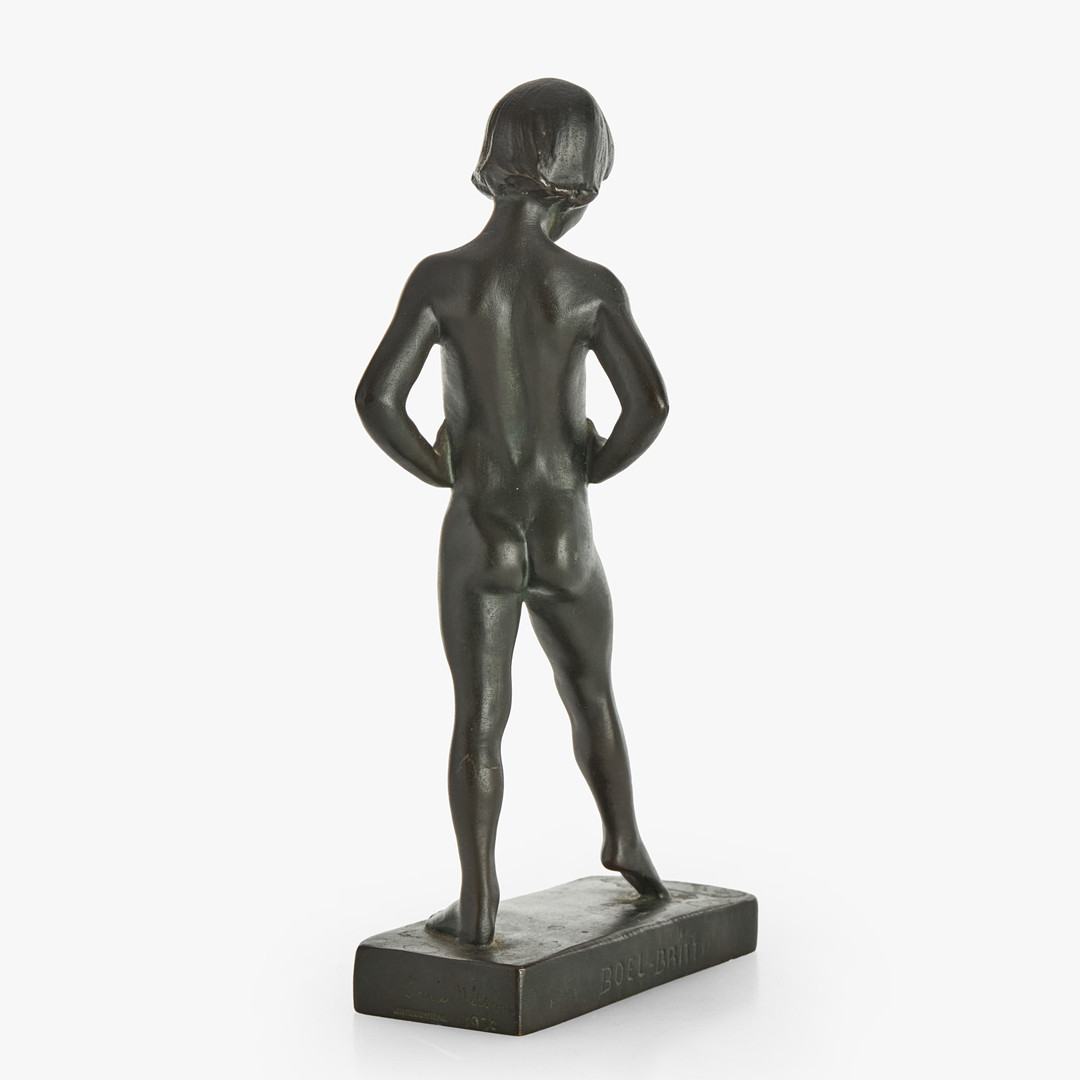 CARIN NILSON (1884–1973). Skulptur, "Boel-Britt", signerad samt daterad 1930, gjutarmärkt Otto Meyers Eftr. Fud. patinerad brons.