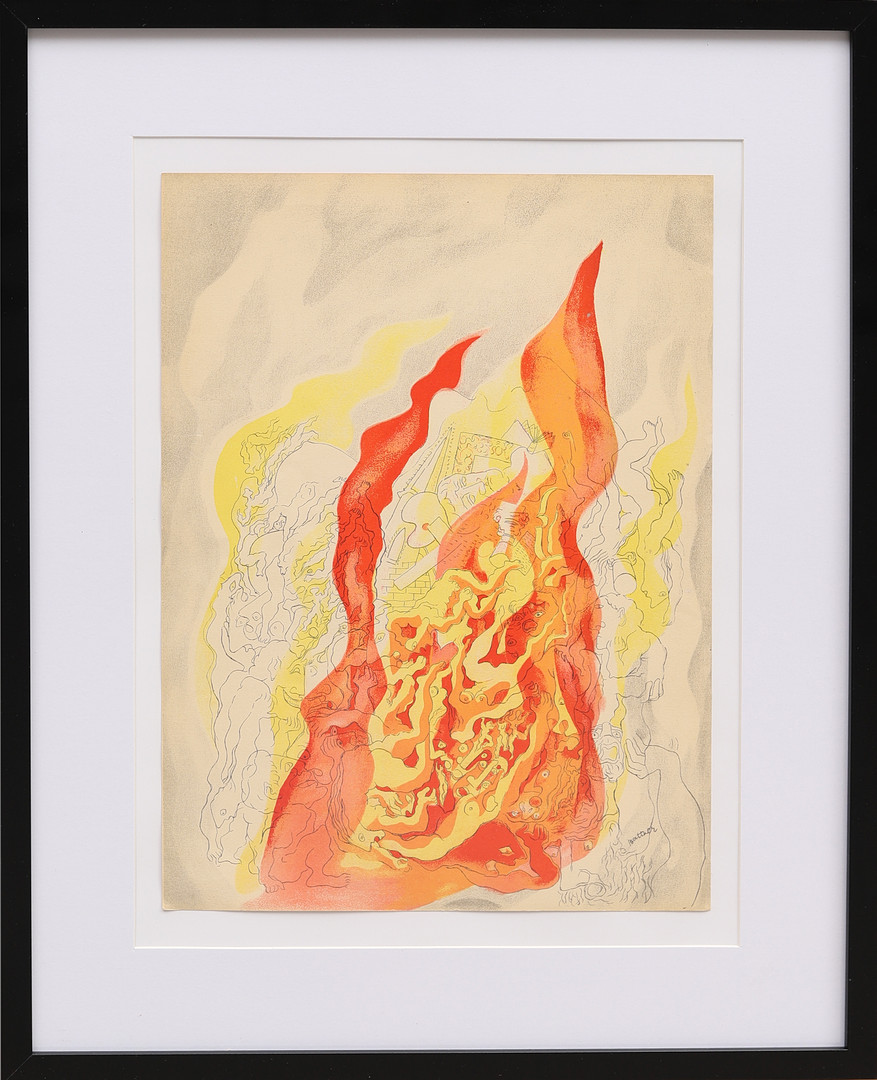 ABRAHAM RATTNER (USA 1895-1978). "Le Feu", färglitografi ur Verve No I, 1937, signerad i trycket.