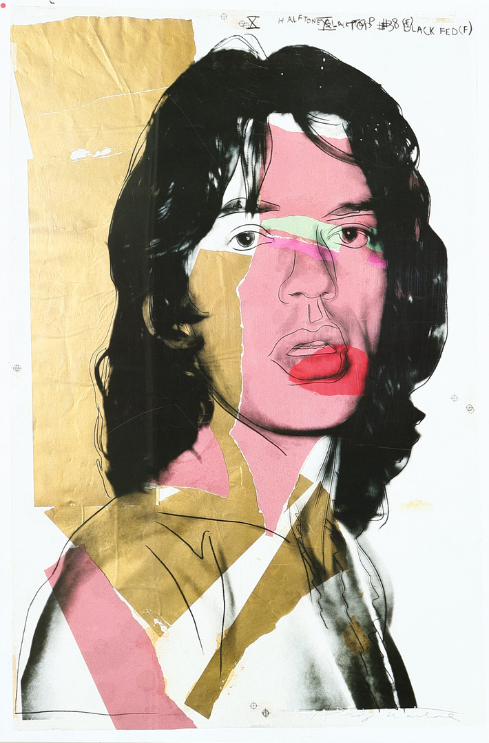 ANDY WARHOL (1928-87). EFTER. Offset litografi, portræt af Mick Jagger efter originalen fra 1975.