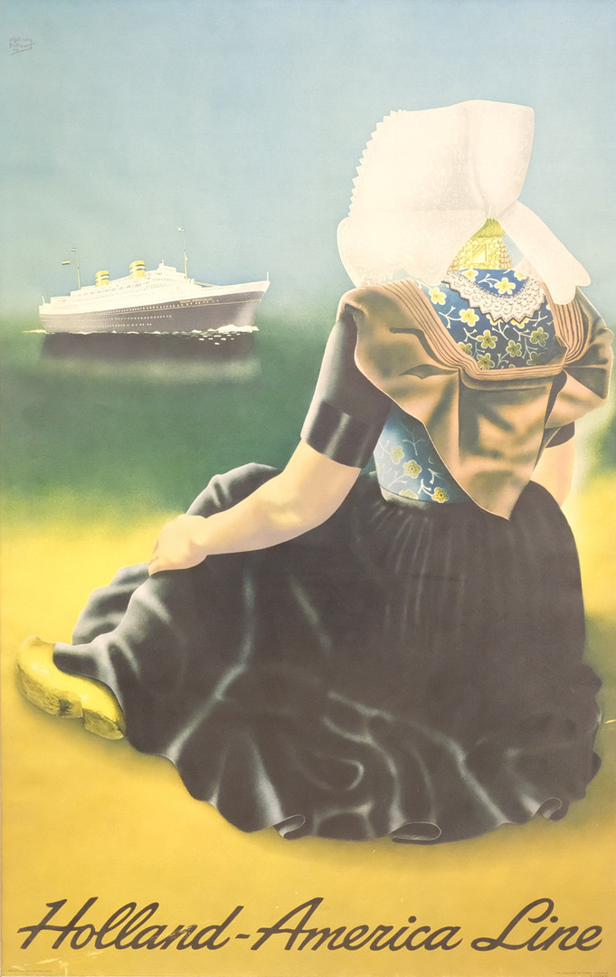 ALPHONS DULLAART. EFTER. REKLAMAFFISCH, "HOLLAND-AMERICA LINE", OMKRING 1950.
