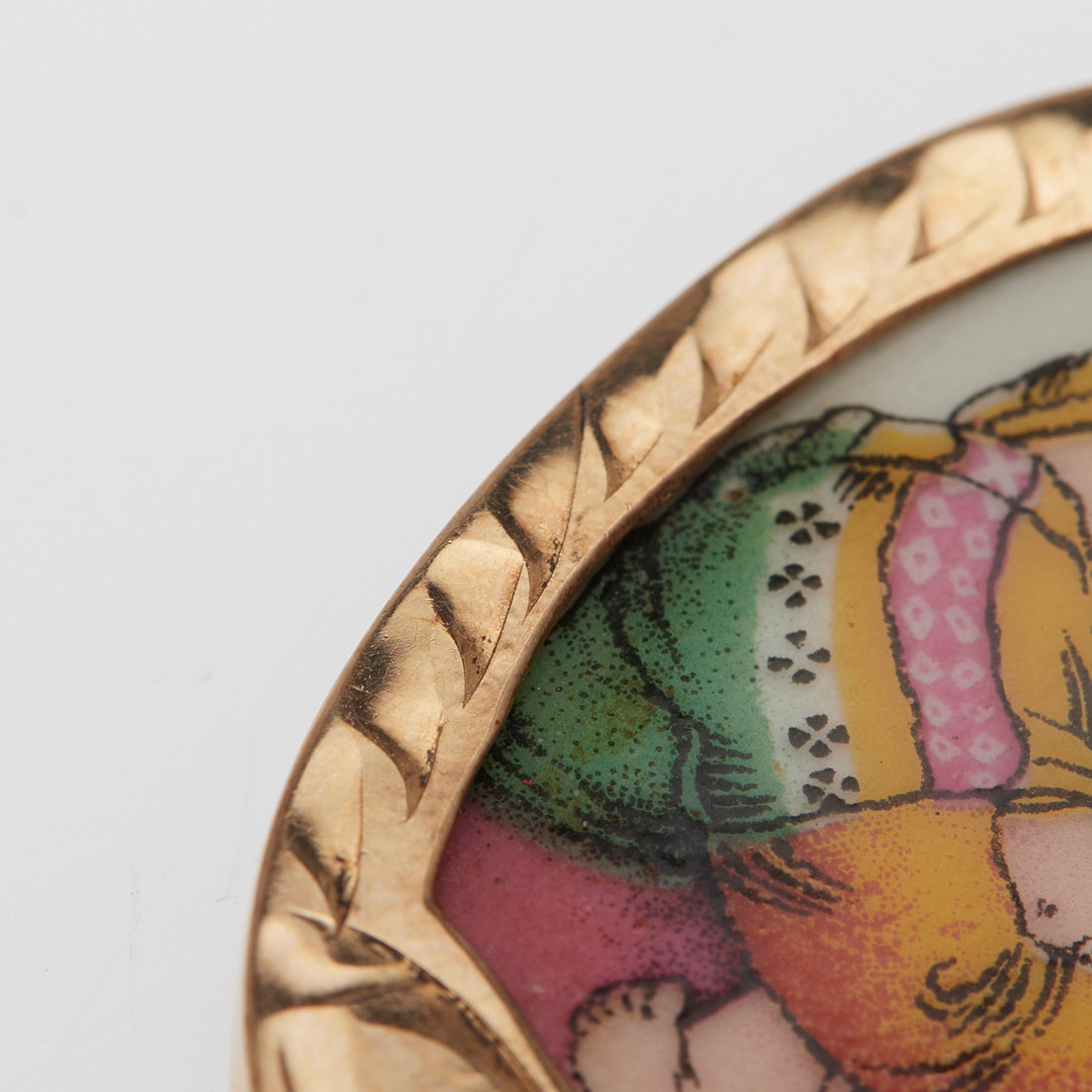 Anhänger, Emaille, "MARIA MIT JESUSKIND" 585er Rotgold.