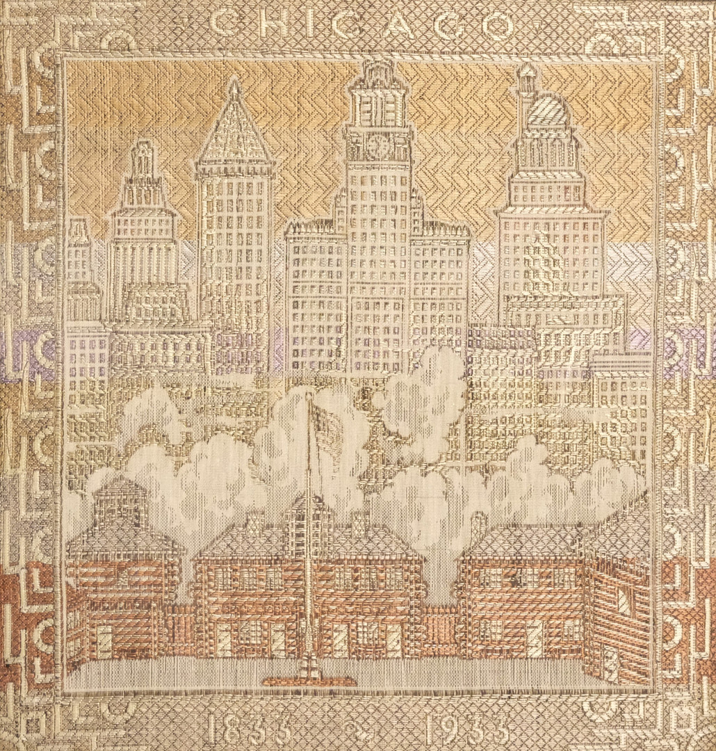 TEXTIL MINNESTAVLA, "CHICAGO 1833-1933", VÄRLDSUTSTÄLLNINGEN, CENTURY OF PROGRESS.