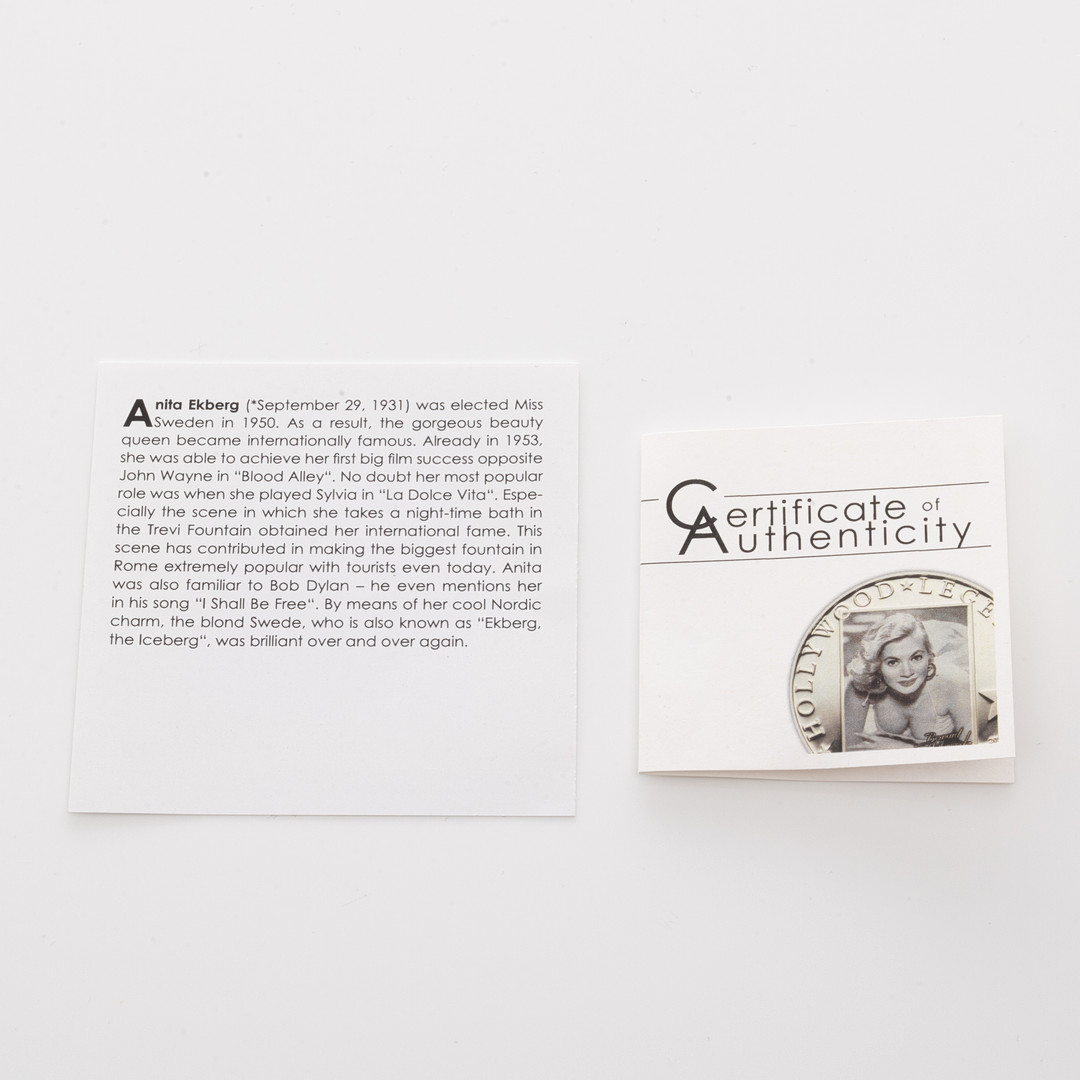 5 DOLLARS. Sterlingsilver. Cook Islands Hollywood Anita Ekberg.