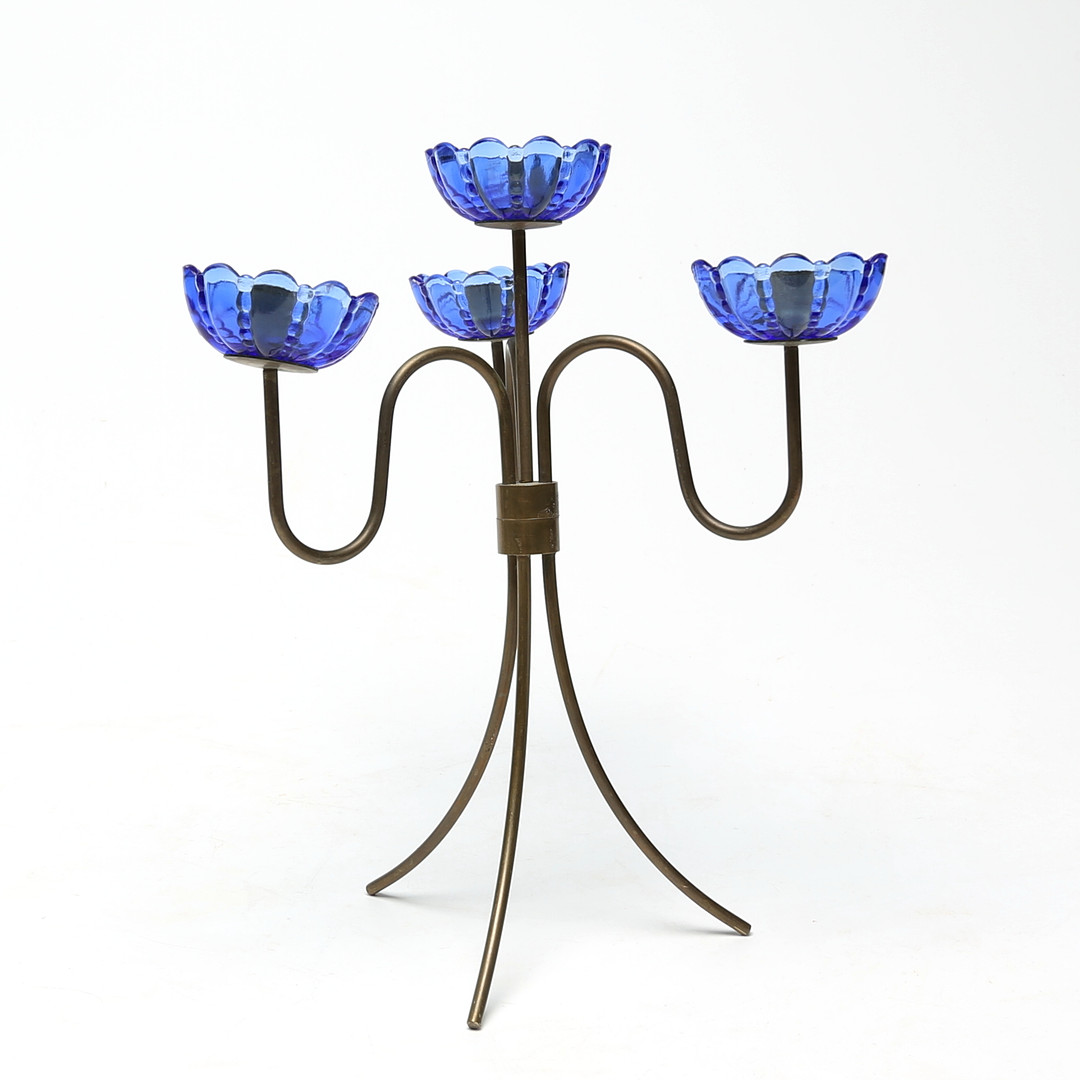 LJUSSTAKE, mässing/glas, möjligen Gunnar Ander.