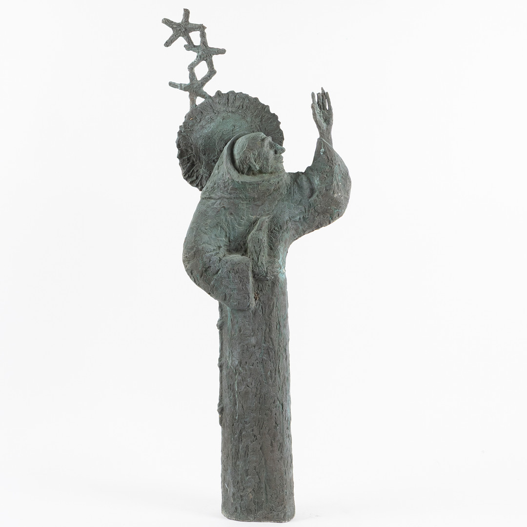 SKULPTUR, "Petrus", patinerad brons, Gjutarstämpel E. Pettersson fud.