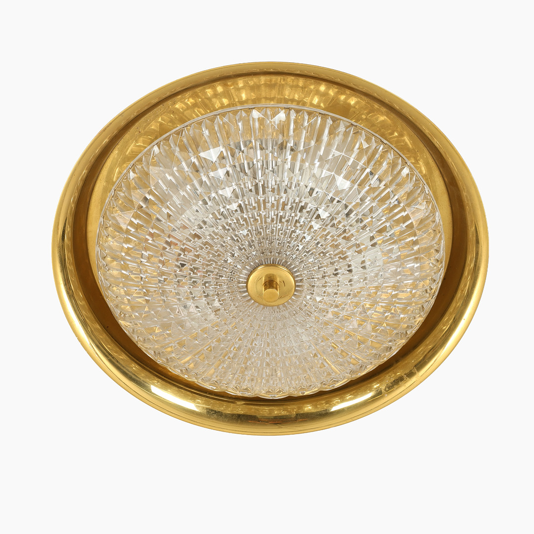 CARL FAGERLUND. Loftslampe - plafond af glas og messing, Vitrika 1900-talets anden halvdel. Danmark.