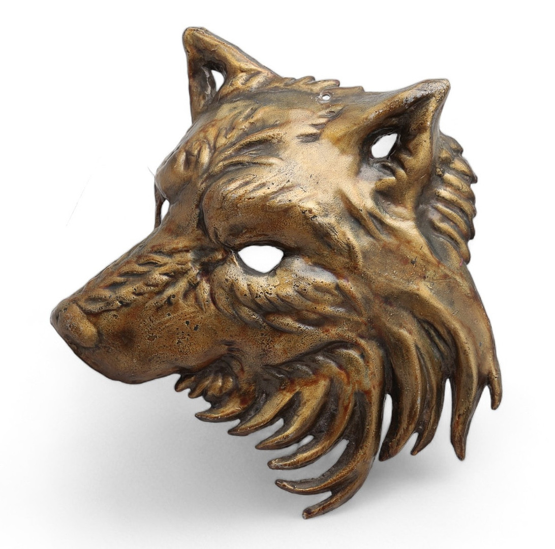 "WolfF dog", relief in gilt metal, early decades of the 20th Century.