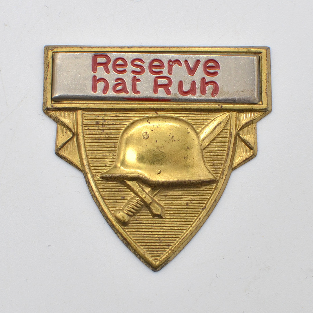 VETERANENABZEICHEN, „RESERVE HAT RUH“, METALL, PARTIELL EMAILLIERT, WEIMARER ZEIT (1934-1939).
