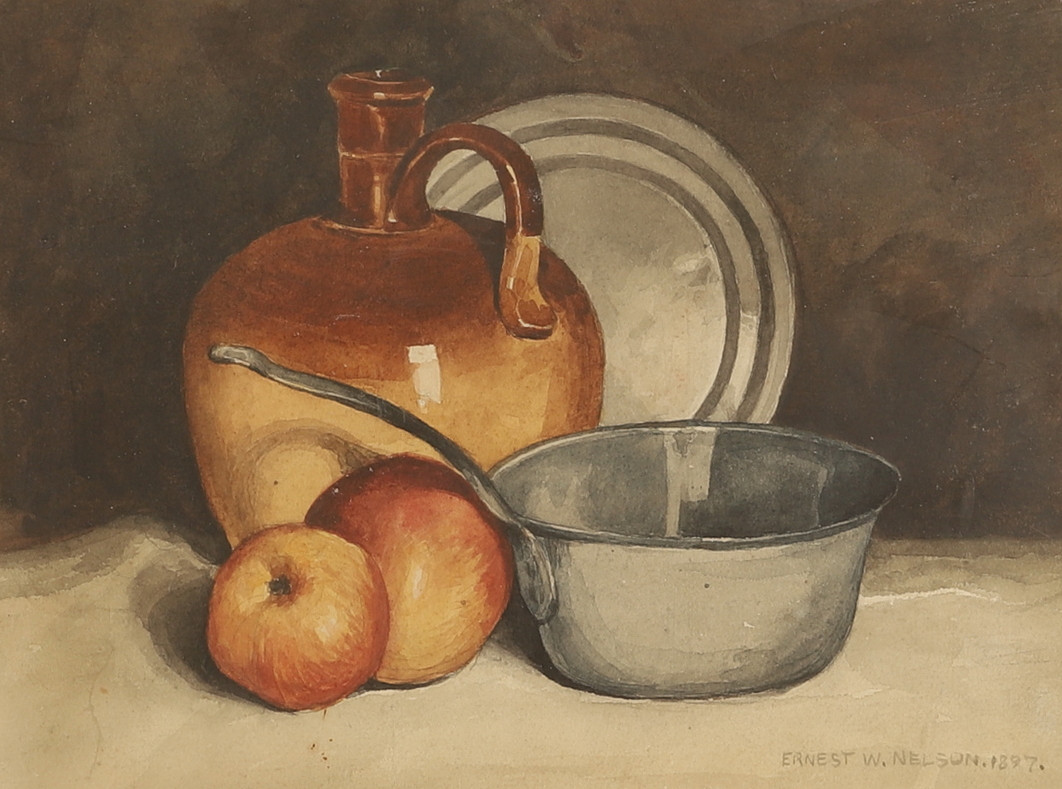 ERNEST W NELSON. Akvarell, signerad 1897.