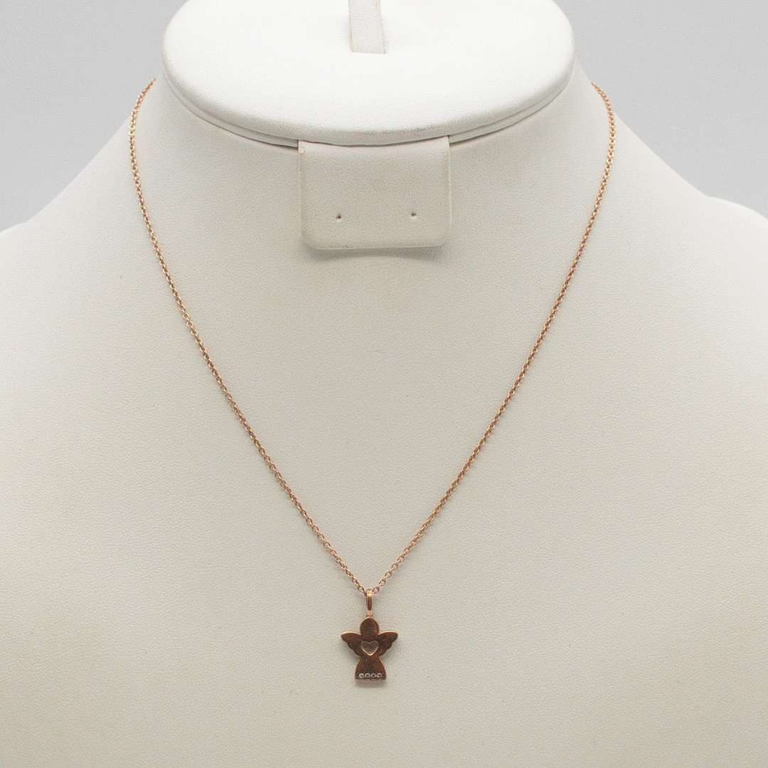 GULD OG SØLV DESIGN. DESIGNER-COLLIER MIT EINEM ENGEL-ANHÄNGER, VERGOLDETER STERLINGSILBER MIT ZIRKONIA, DÄNEMARK, VINTAGE.