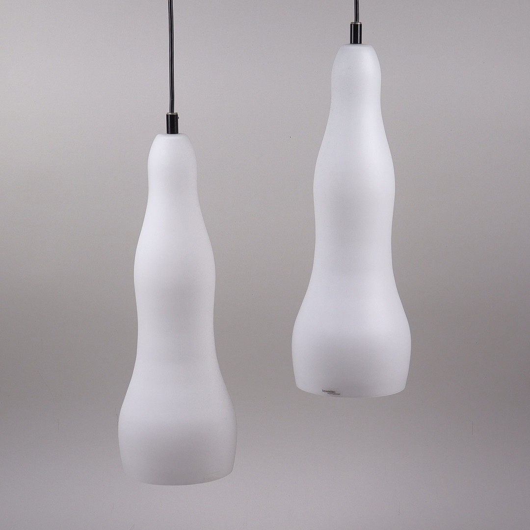 GUNNEL SVENSSON. "Ghost", taklampor med opalglas, Belysningsbolaget Sweden, 2 st.
