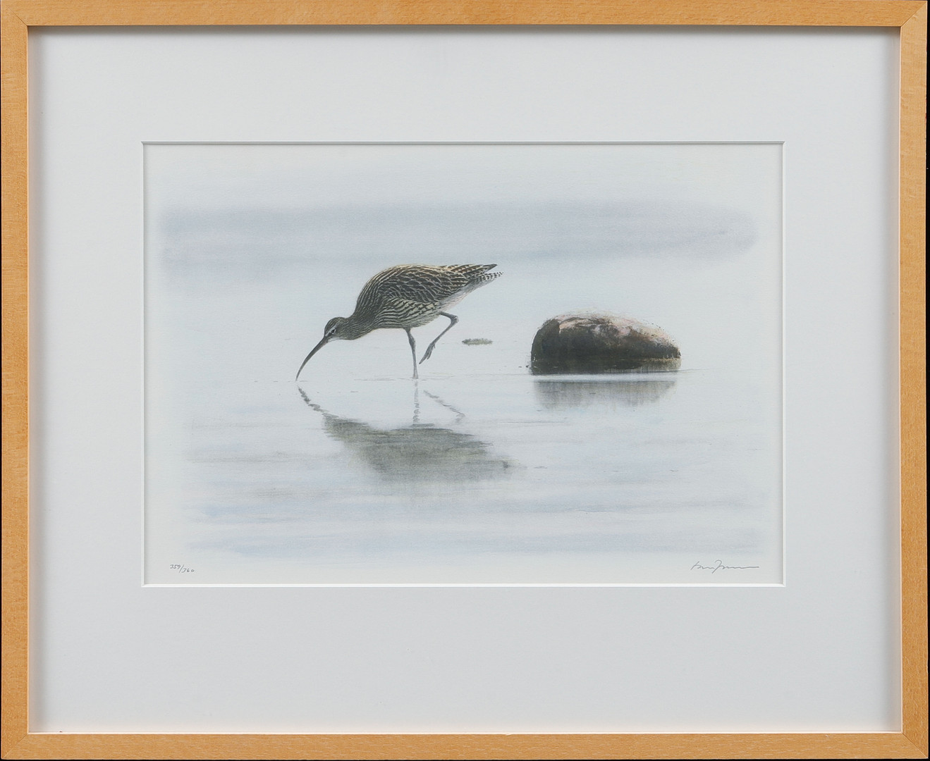LARS JONSSON. Strandfågel, färglitografi, signerad och numrerad 359/360.