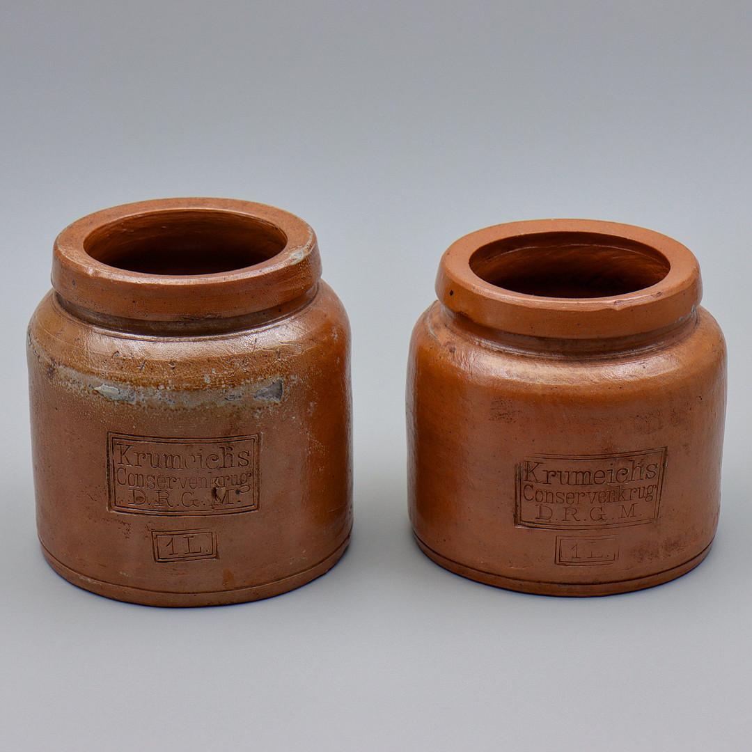 PARET KONSERVERINGSKRUS "KRUMEICH'S CONSERVENKRUG" 1 LITER, STENGODS, D.R.G.M, TYSKLAND 1920/1930-TAL.