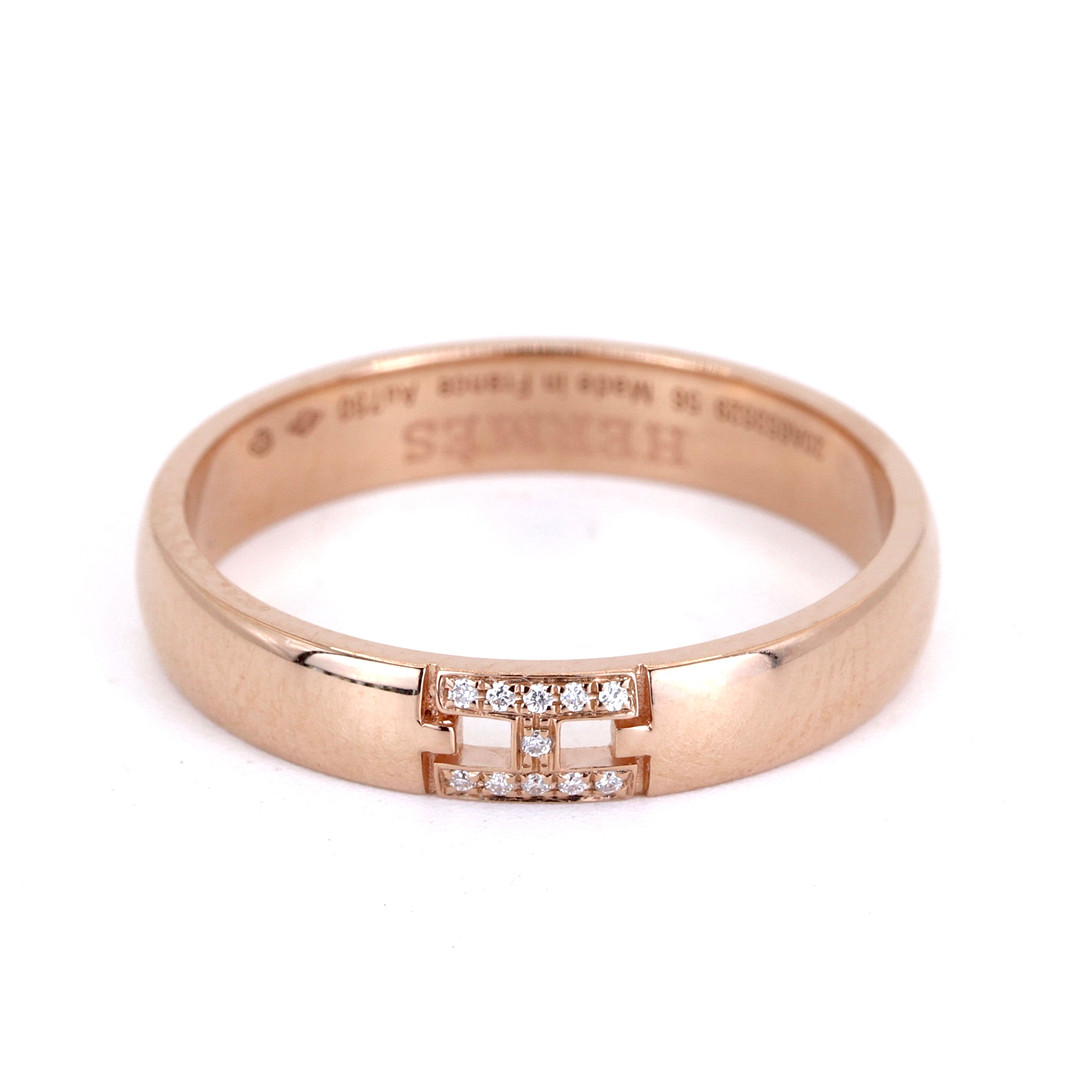 HERMES 18CT ROSE GOLD DIAMOND SET WEDDING BAND.