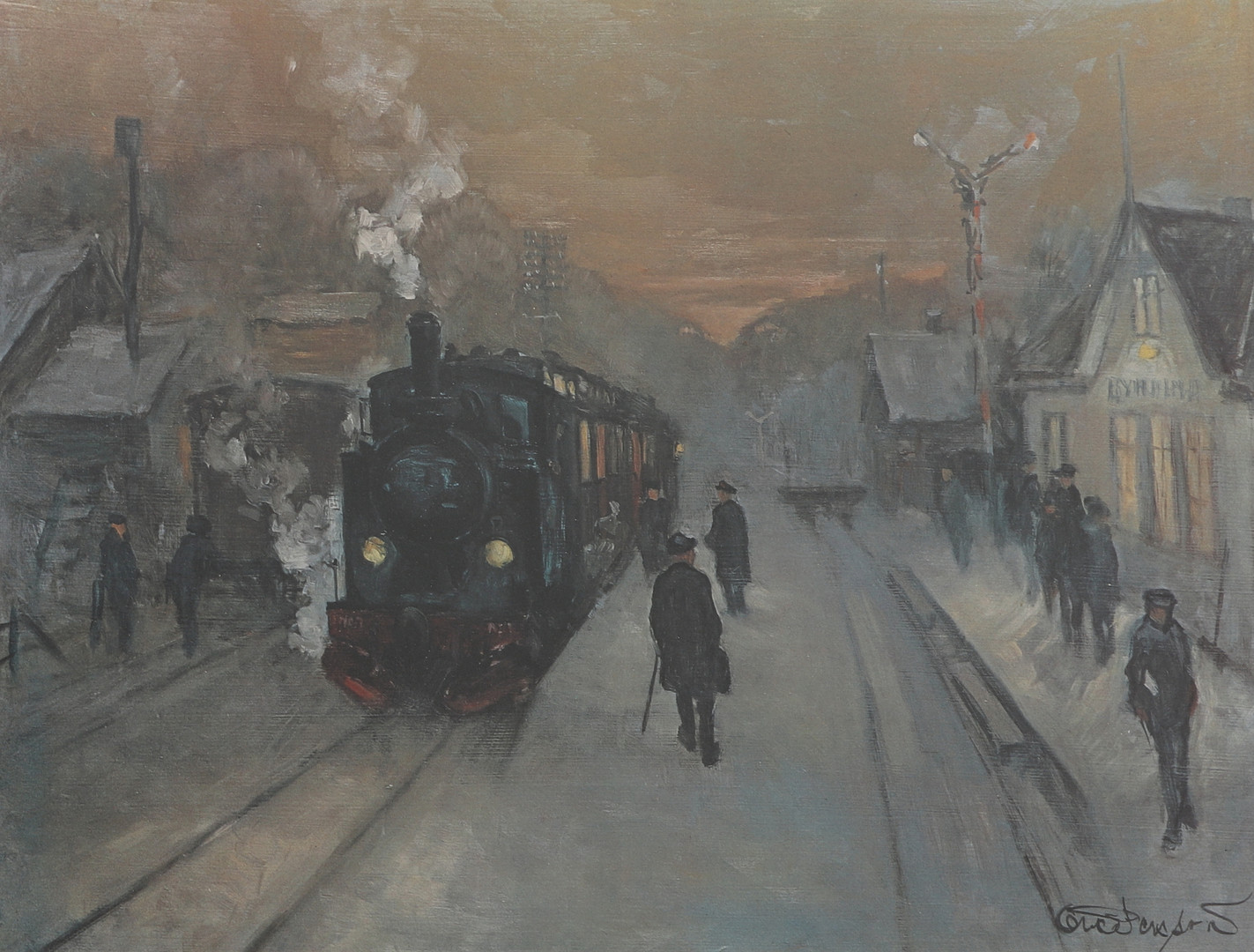 OVE PERSSON. EFTER. Offsettryck, "Byholma station", signerad i tryck.