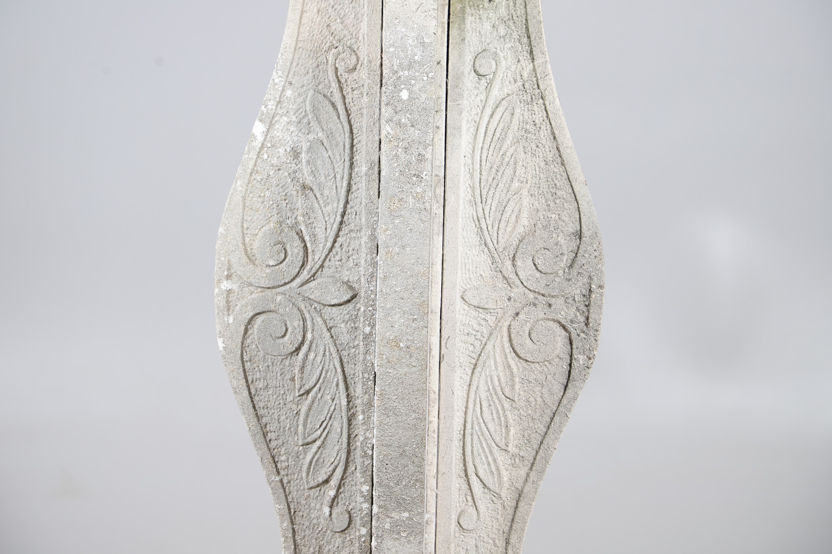 CARVED STONE TALL BIRDBATH.