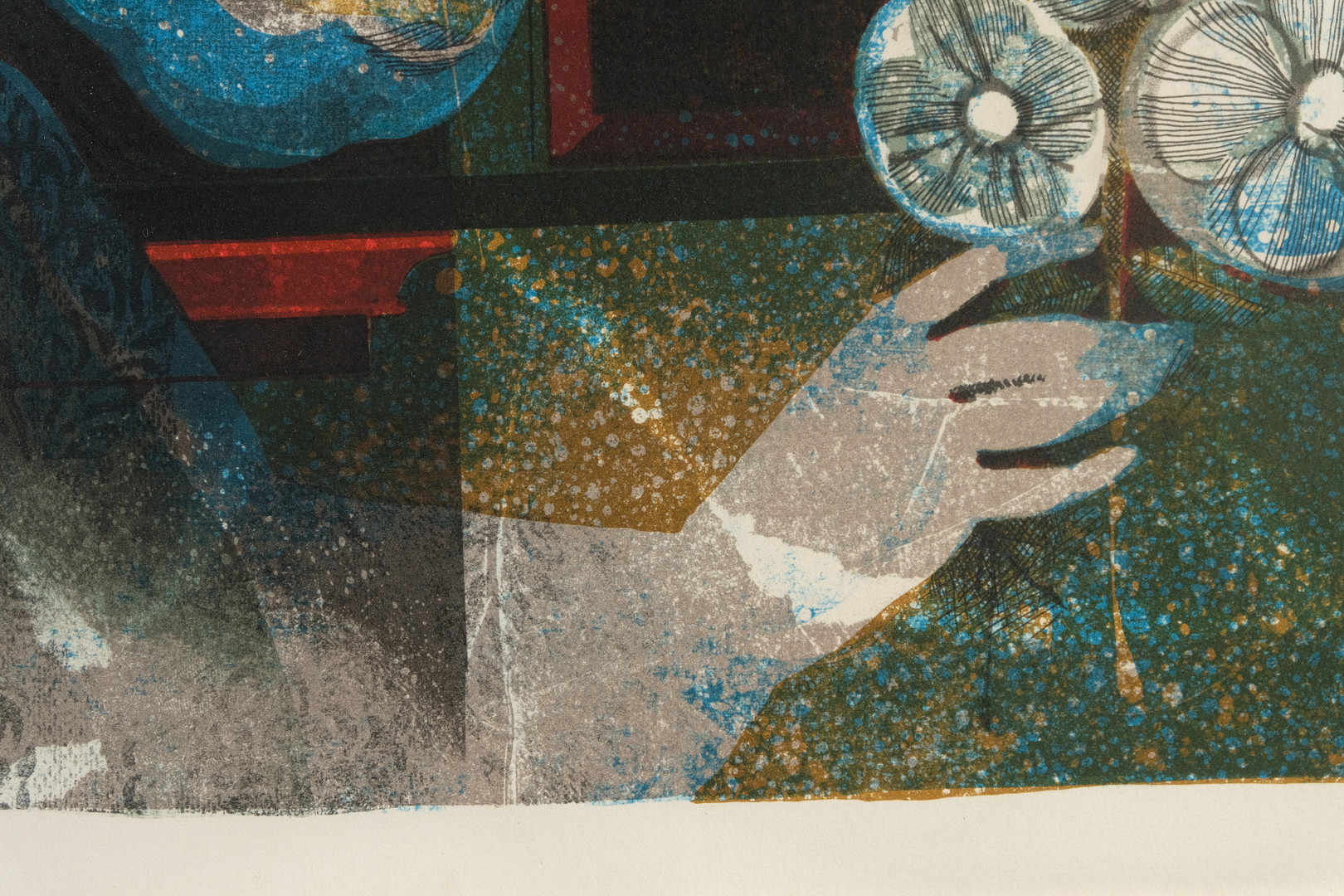 ALVAR SUÑOL. Figuras con flores. Litografía firmada. Tirada E.A.