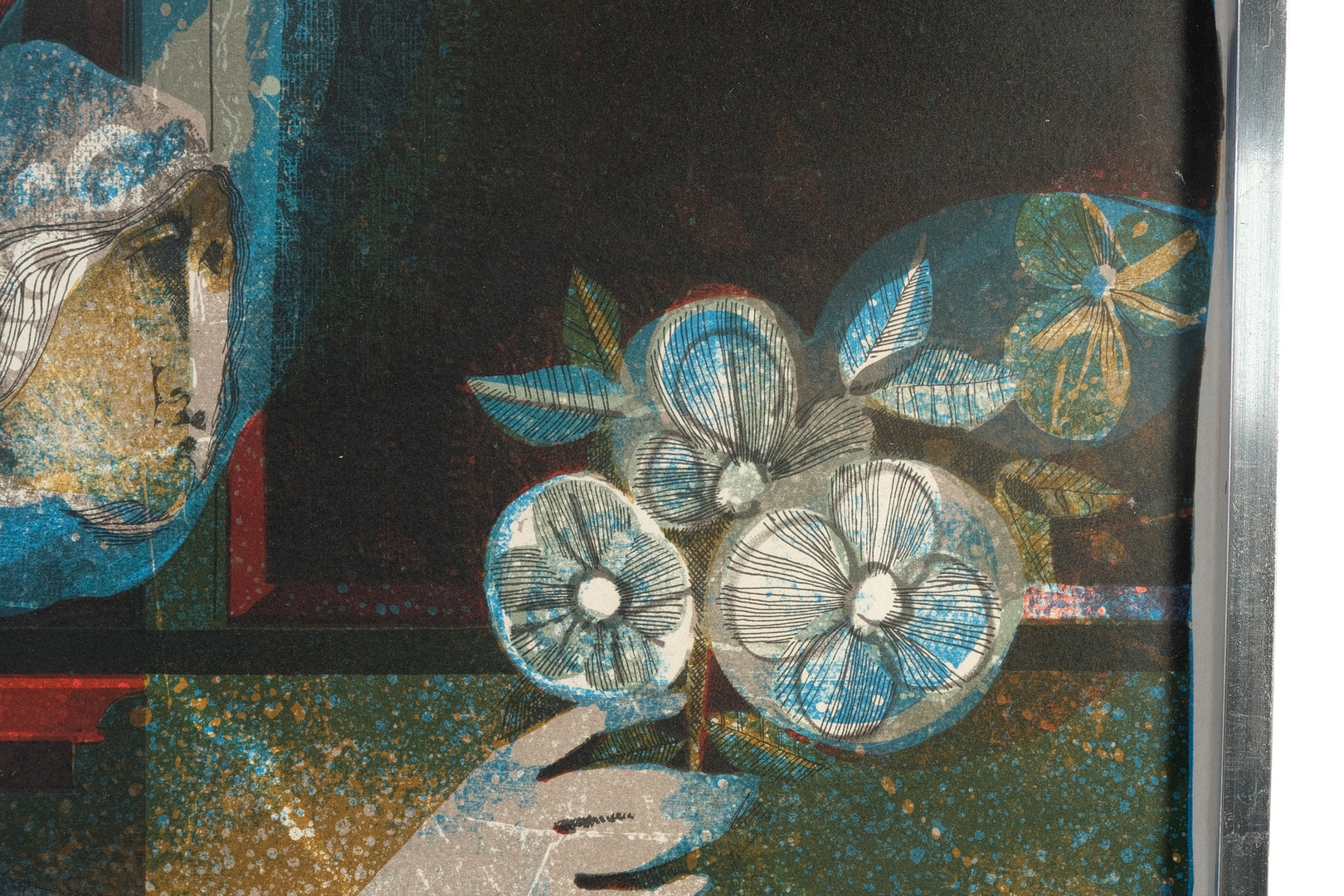 ALVAR SUÑOL. Figuras con flores. Litografía firmada. Tirada E.A.