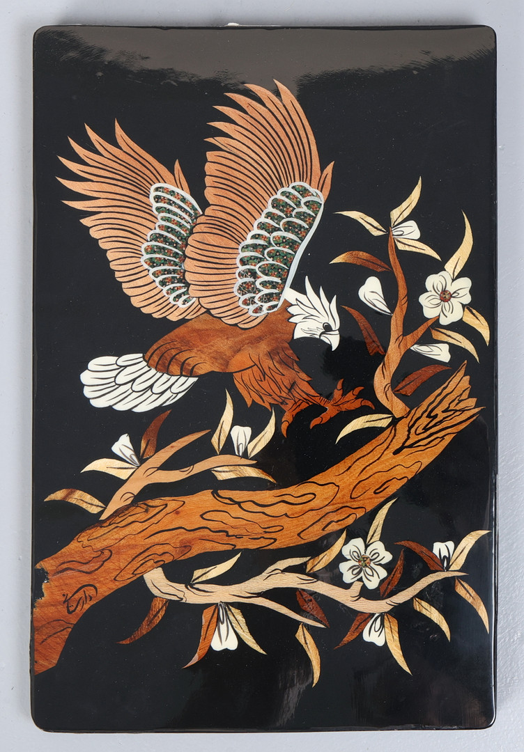 3 PERSIAN MOARAGH KARI MARQUETRY PANELS.