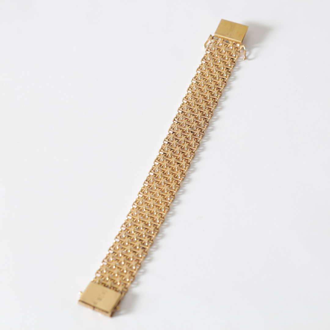 ARMBAND, 18K guld, x-länk, Wima Hellströmer & Sahlgren Gulda., Hägersten, 1967. Totalvikt ca 38,1 gram.