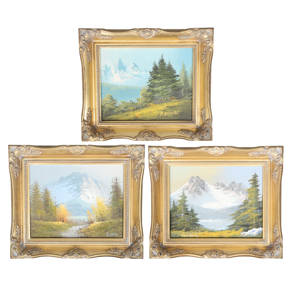 3 CONTEMPORARY LANDSCAPES, OIL ON CANVAS. (3).