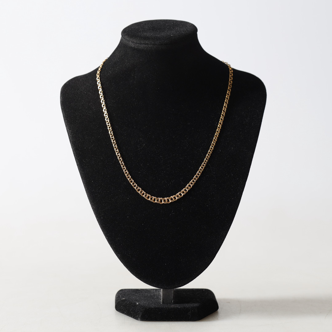 COLLIER, 18K guld, doserad bismarck-länk. Totalvikt ca 7,9 gram.