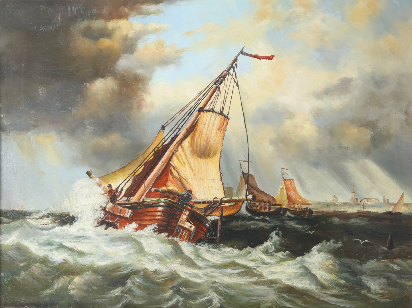 CONTEMPORARY SCHOOL, SEASCAPE WITH SAILING SHIPS.