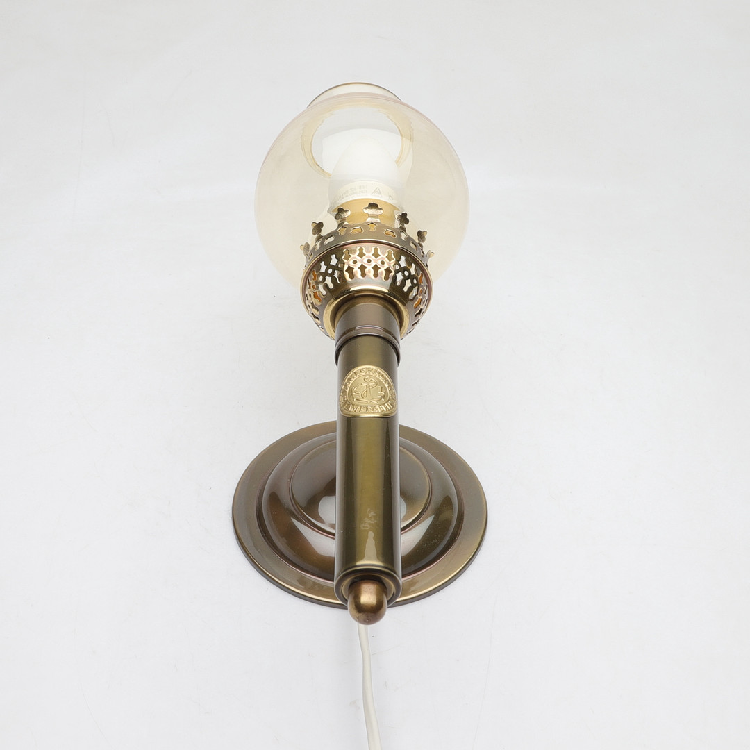 VÄGGLAMPA, Glas och gulmetall, Karlskrona lampfabrik.