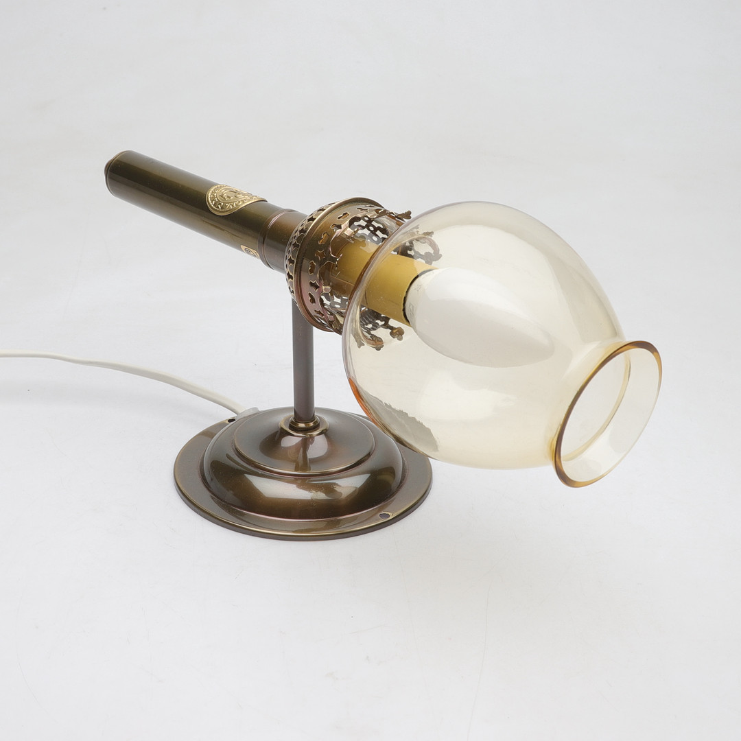 VÄGGLAMPA, Glas och gulmetall, Karlskrona lampfabrik.