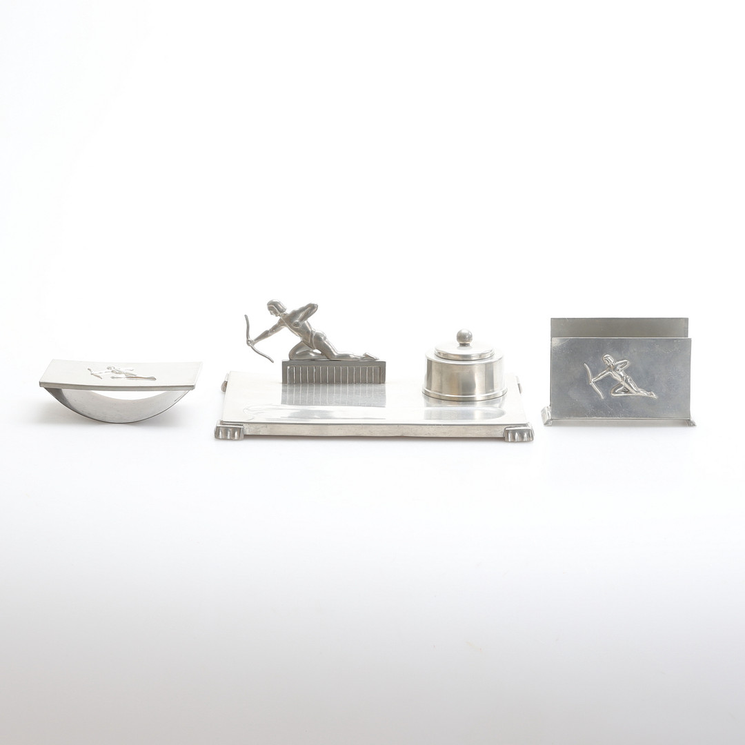 BLÄCKSTÄLL, 3 delar, art deco, svenskt tenn.