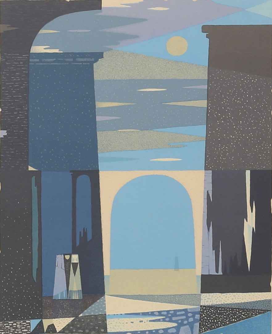 SVEN JONSON. "Den vita portalen". Färglitografi, signerad och numrerad 143/260.