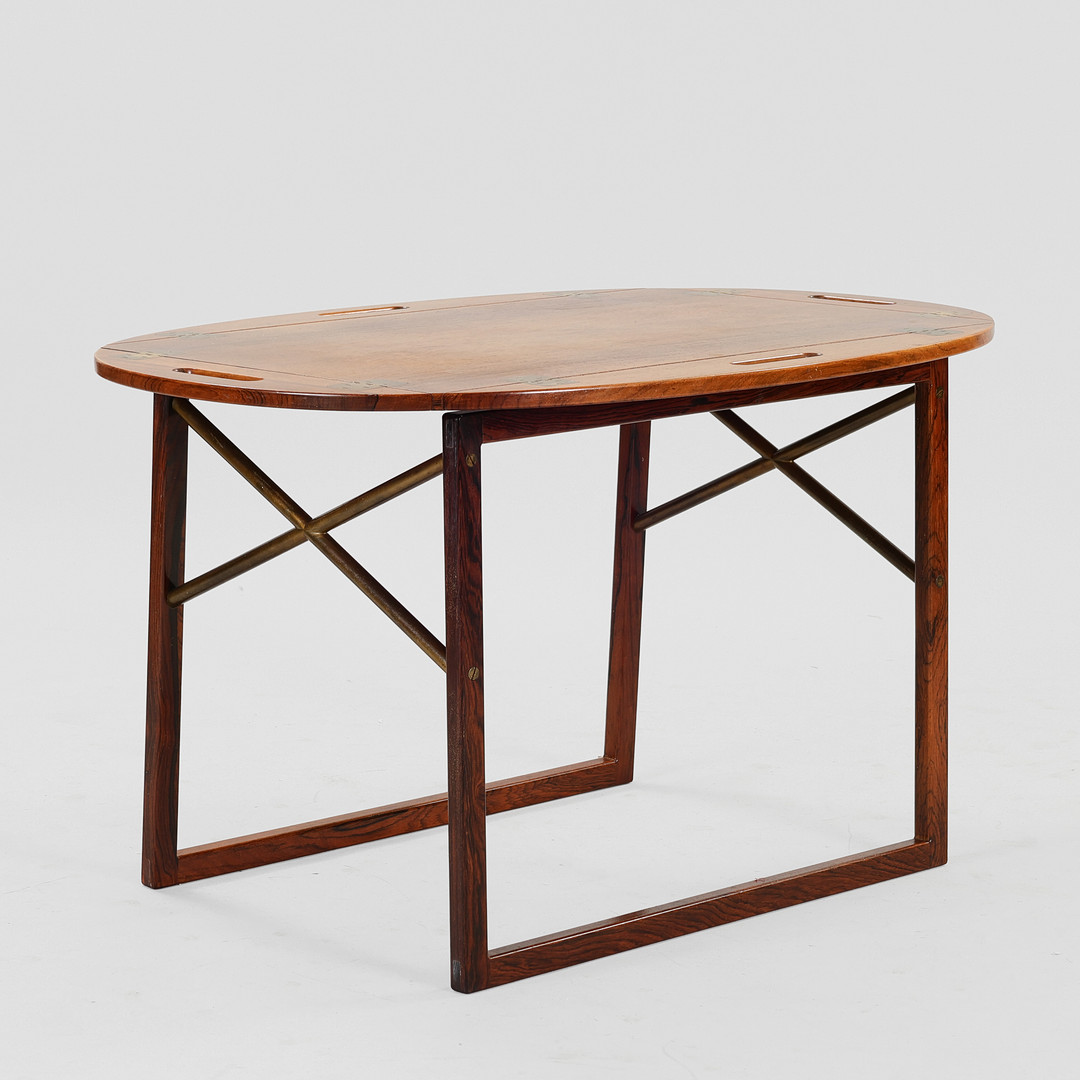 SVEND LANGKILDE. “Butler's Tray”, bakkebord af palisander med beslag af messing, Illums Bolighus, Danmark, 1960'erne.