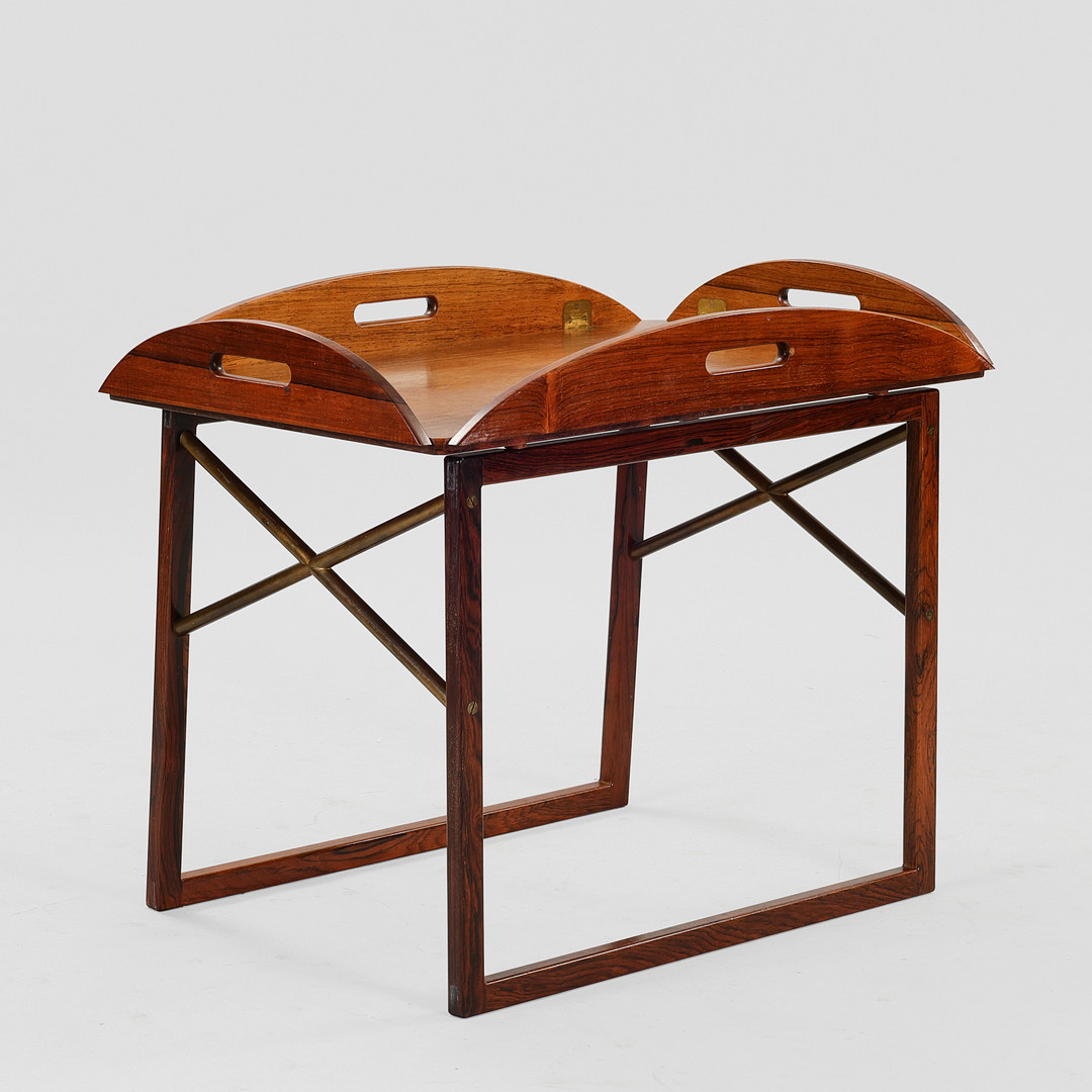 SVEND LANGKILDE. “Butler's Tray”, bakkebord af palisander med beslag af messing, Illums Bolighus, Danmark, 1960'erne.