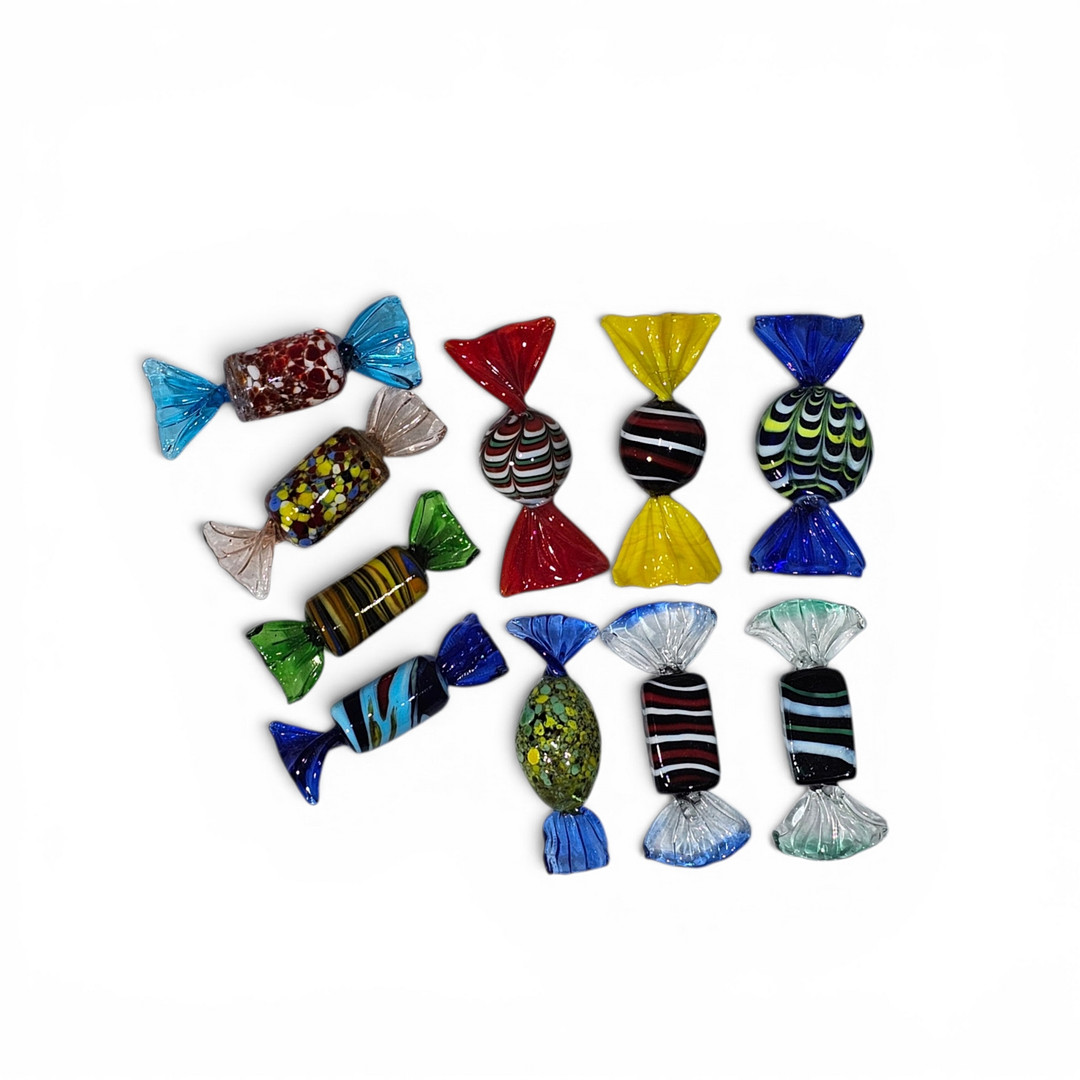 Colección de diez "Caramelle di Murano", en cristal.