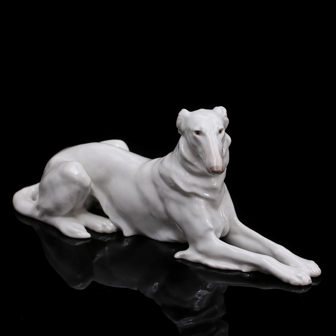 LAURITZ JENSEN. Figurin, porslin, Borzoi, Bing & Gröndahl, Danmark.
