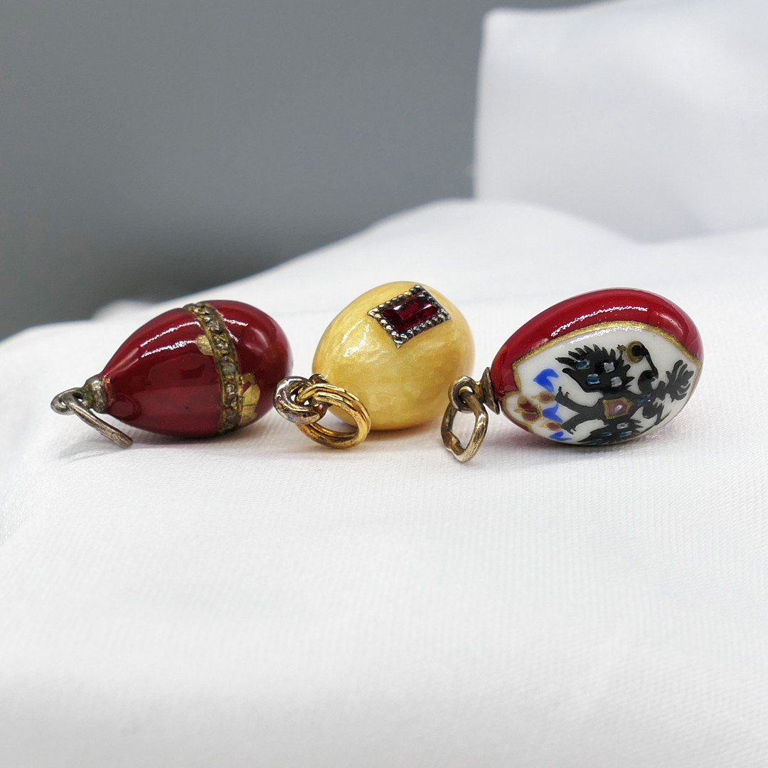 FABERGÉ-STYLE enamel & gemstone pendants.