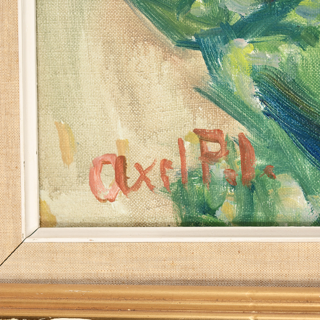 AXEL P. JENSEN (1885-1972). Landskabsmotiv med klitter, olie på lærred, signeret.