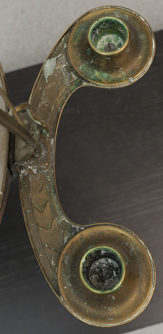 TAKFOTOGENLAMPA, med hissanordning, mässing & glas, jugend, tidigt 1900-tal.