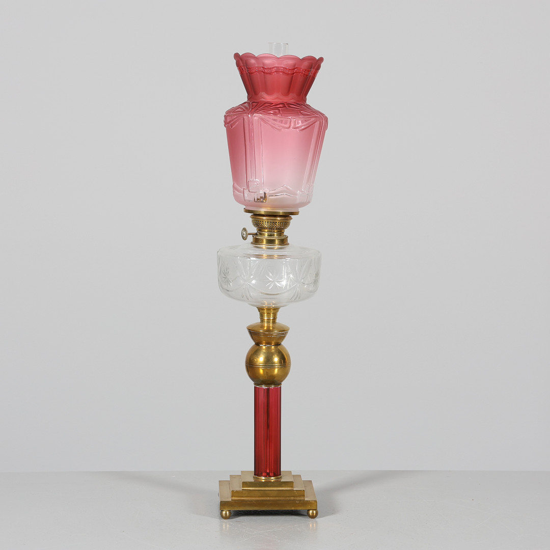 BORDSFOTOGENLAMPA, Glas/metall, 1900-talets första hälft.