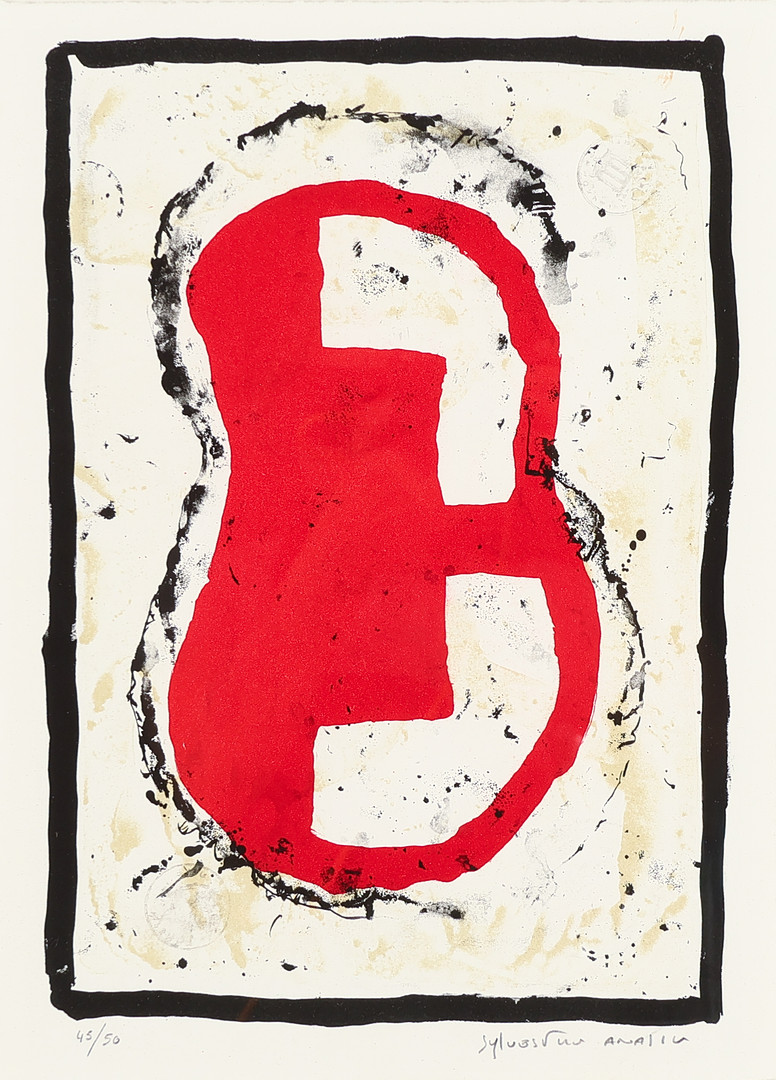 SYLVESTRE ANASSE F. 1961. Litografi i farver, abstrakt komposition, signeret.