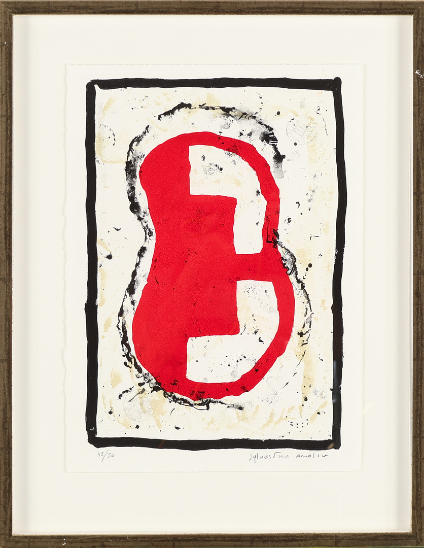 SYLVESTRE ANASSE F. 1961. Litografi i farver, abstrakt komposition, signeret.