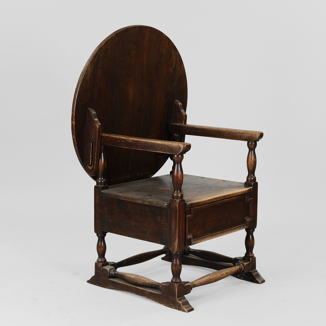 Munkestol af egetræ, metamorf bord / stol, 19-20. årh.