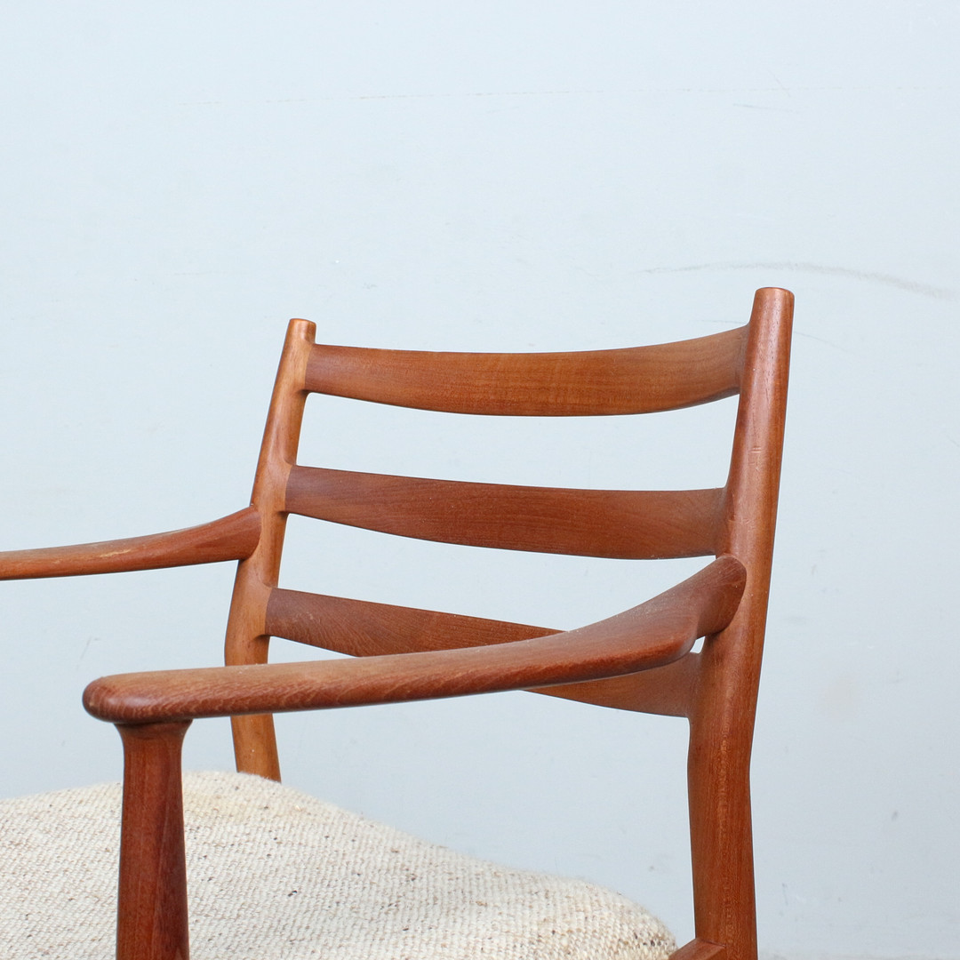 ARNE VODDER. für France & Søn, Armlehnstuhl, Teak, Stoff, 1970er.