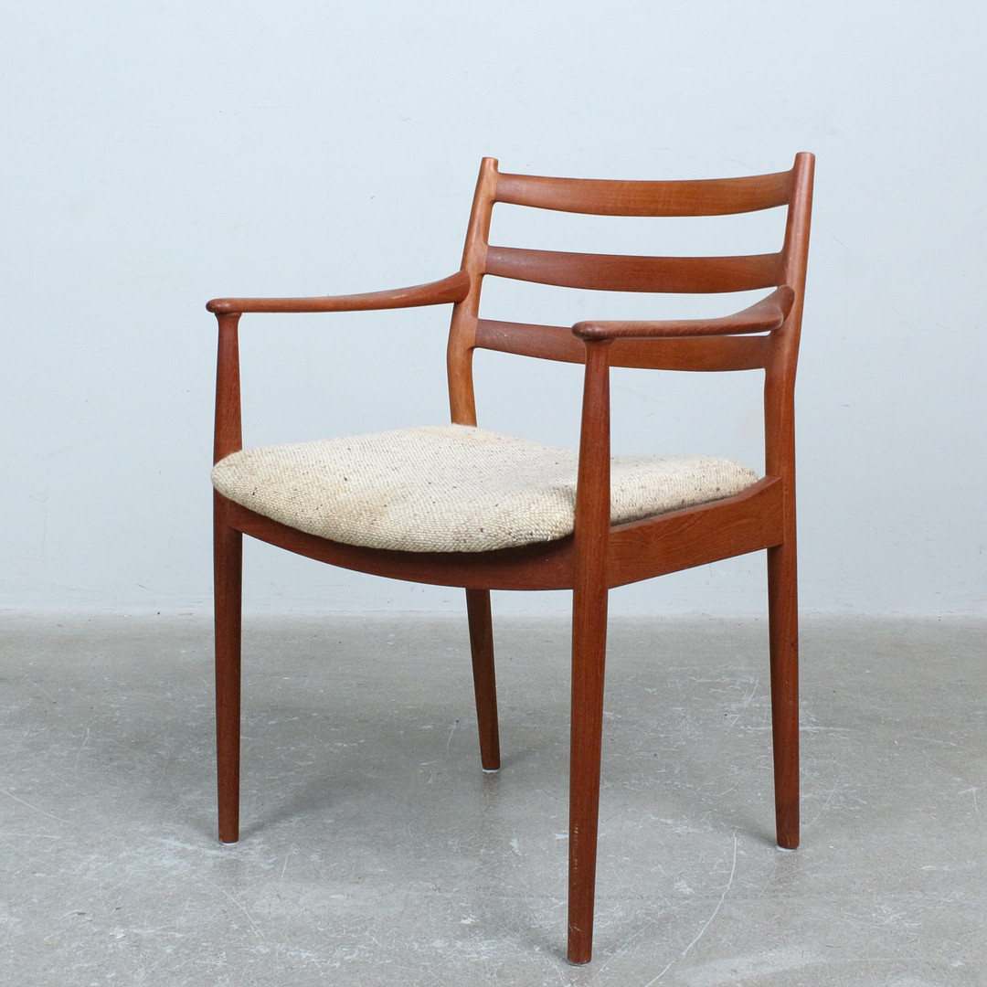 ARNE VODDER. für France & Søn, Armlehnstuhl, Teak, Stoff, 1970er.