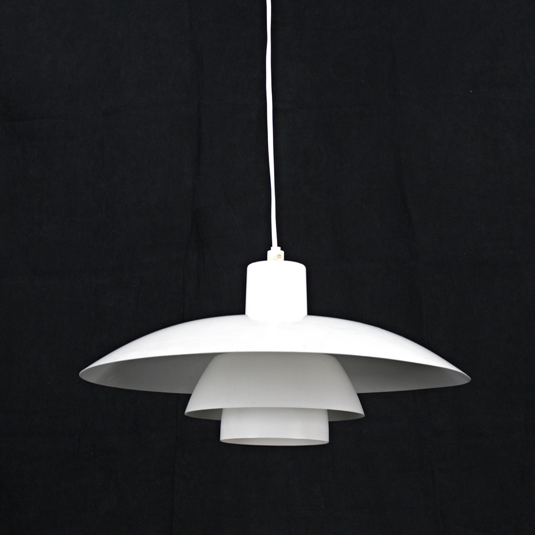 POUL HENNINGSEN. Taklampa, "PH", vit metall, etikettmärkt, Louis Poulsen, Danmark.