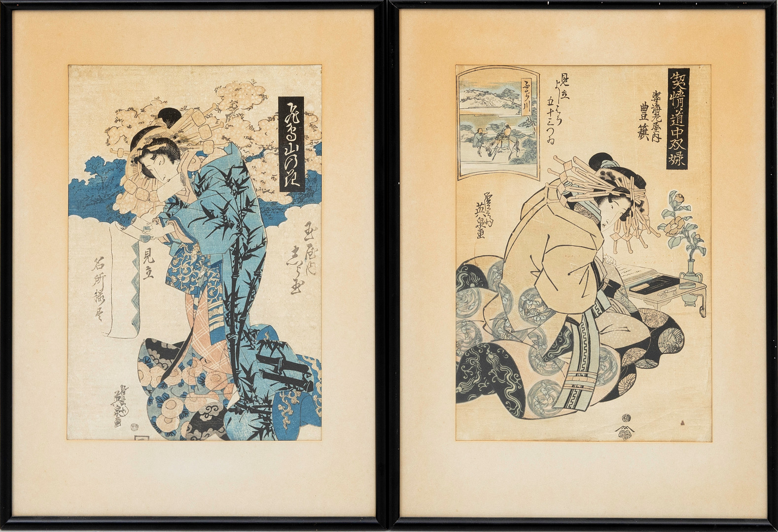 TRÄSNITT, 2 st, Japan, Meiji (1868-1912).