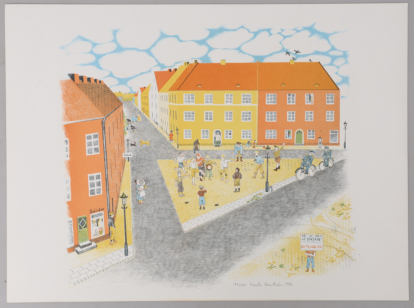 MERETE HERRSTRÖM. MALMÖMOTIV - KIRSEBERG, LITOGRAFI, SIGNERAD OCH DATERAD 1982.
